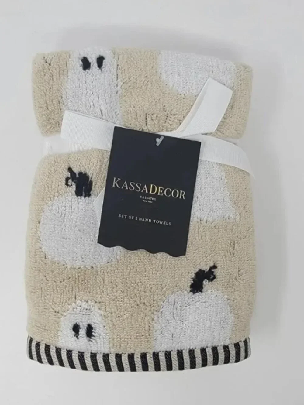 NWT KASSATEX Set Of 2 Spooky Pumpkins Bath Hand Towels